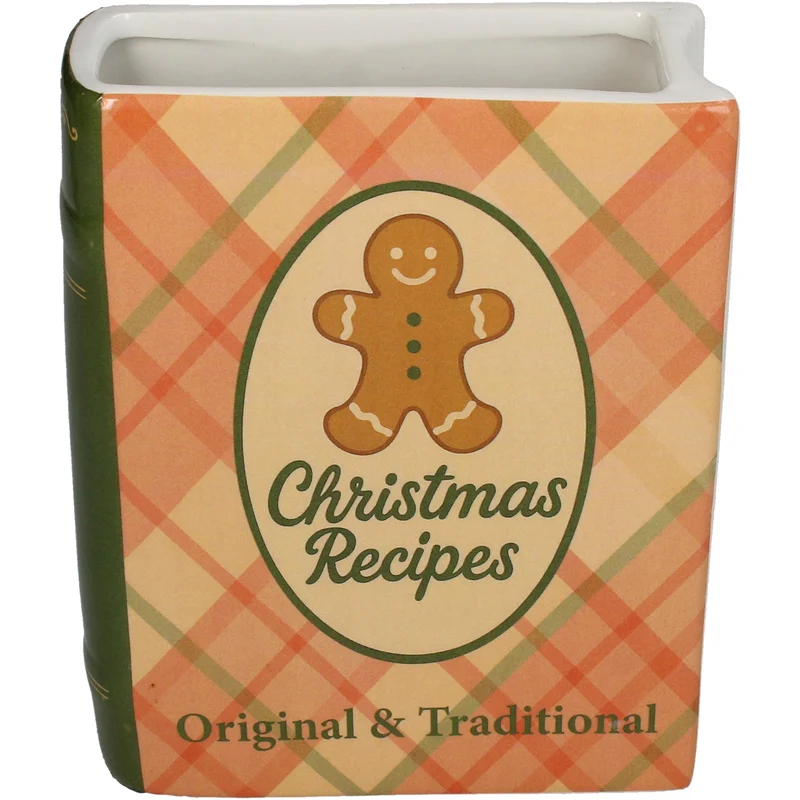 Vase Book Christmas Recipes Dolomite Multi 15x5.5x18cm