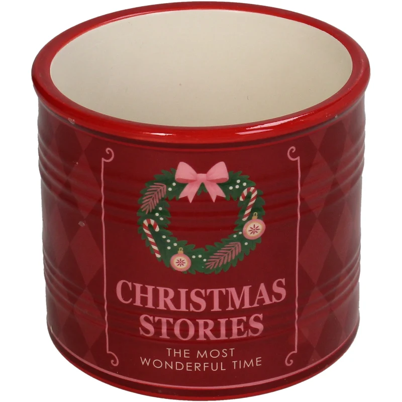 Planter Christmas Stories Dolomite Red 9.8x9.8x9cm