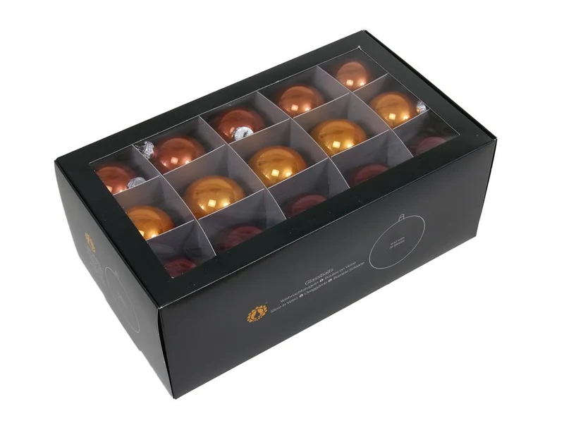 w/b. 30 glassballs/cap caramel brown 57 mm