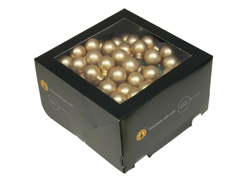 w/b. 144 glassballs/wire bright gold mat 25 mm