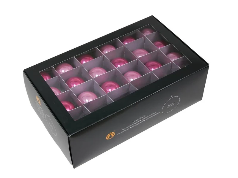 w/b. 48 glassballs/cap pink opal 40 mm