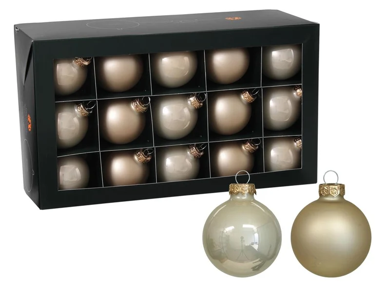 w/b. 30 glassballs/cap champagne combi 57 mm