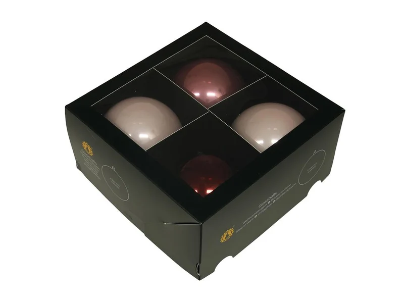 w/b. 4 glassballs/cap wild blossom 100 mm