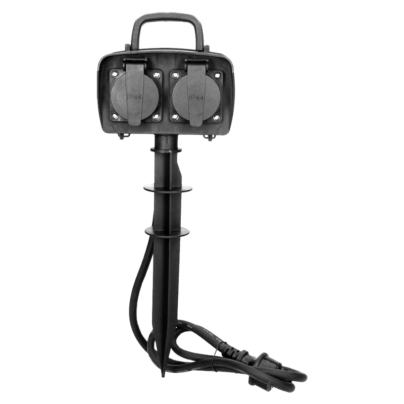 Duo stekkerdoos waterproof - 230V - Met prikpen en kabel