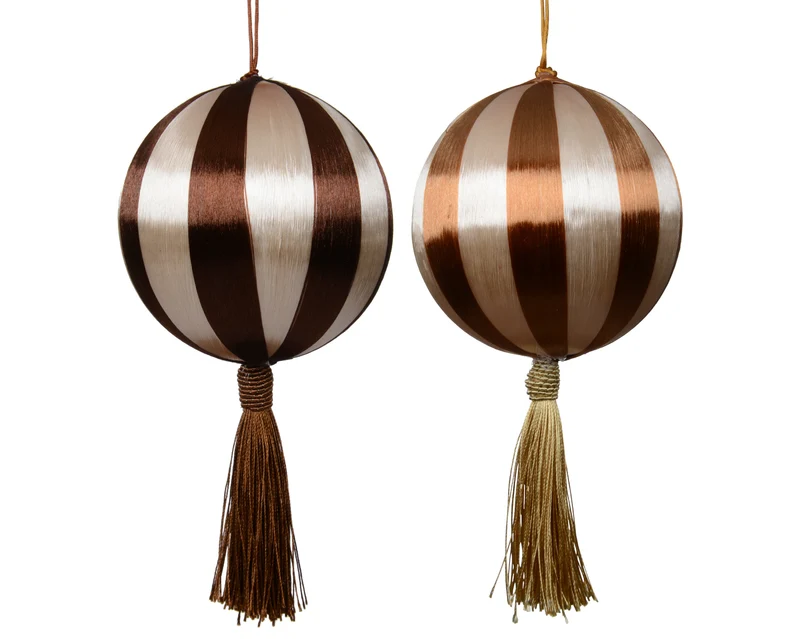 Kerstbal foam thread tassel 2 kleuren assortie bruin/kleur(en) D.8cm