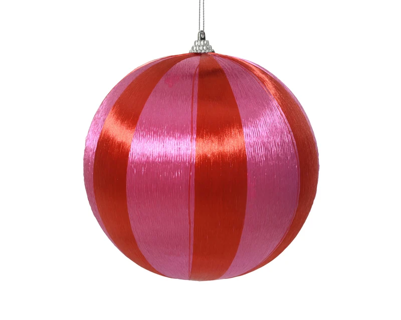 Kerstbal foam shiny thread roze/kleur(en) D.8cm