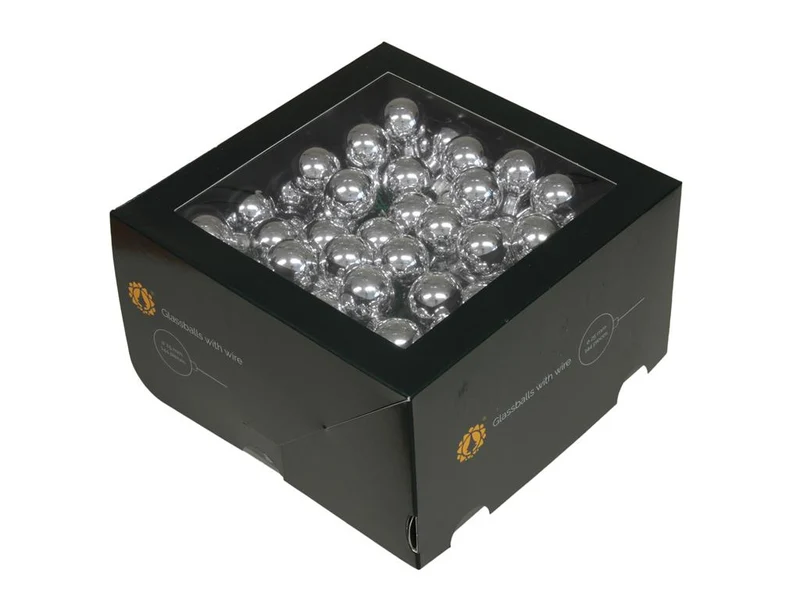 w/b. 144 glassballs/wire silver shiny 25 mm