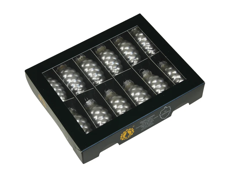 w/b. 12 glass cones/cap silver mat 60 mm