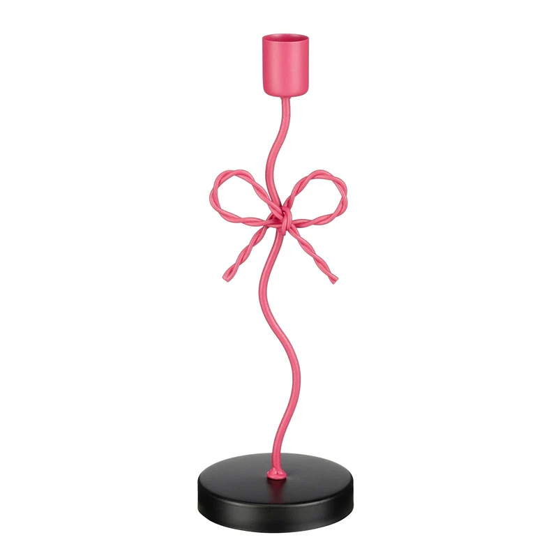 Kandelaar strik roze - l8xb7xh25cm