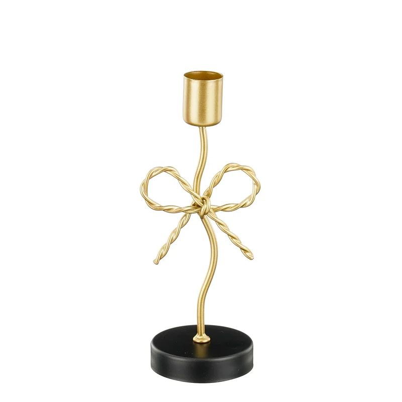 Kandelaar strik goud - l7xb6,5xh18cm