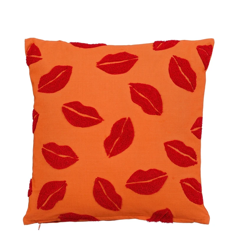 Kussen lippen oranje - l45xb45xh10cm