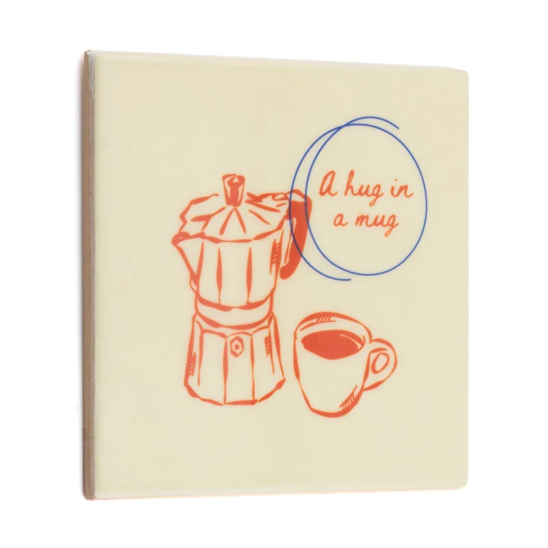 Tegeltje hug in a mug - keramiek 10,5x10,5x0,5cm
