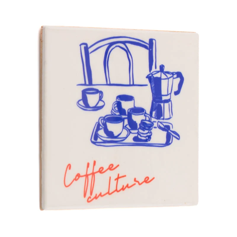Tegeltje coffee culture - keramiek 10,5x10,5x0,5cm