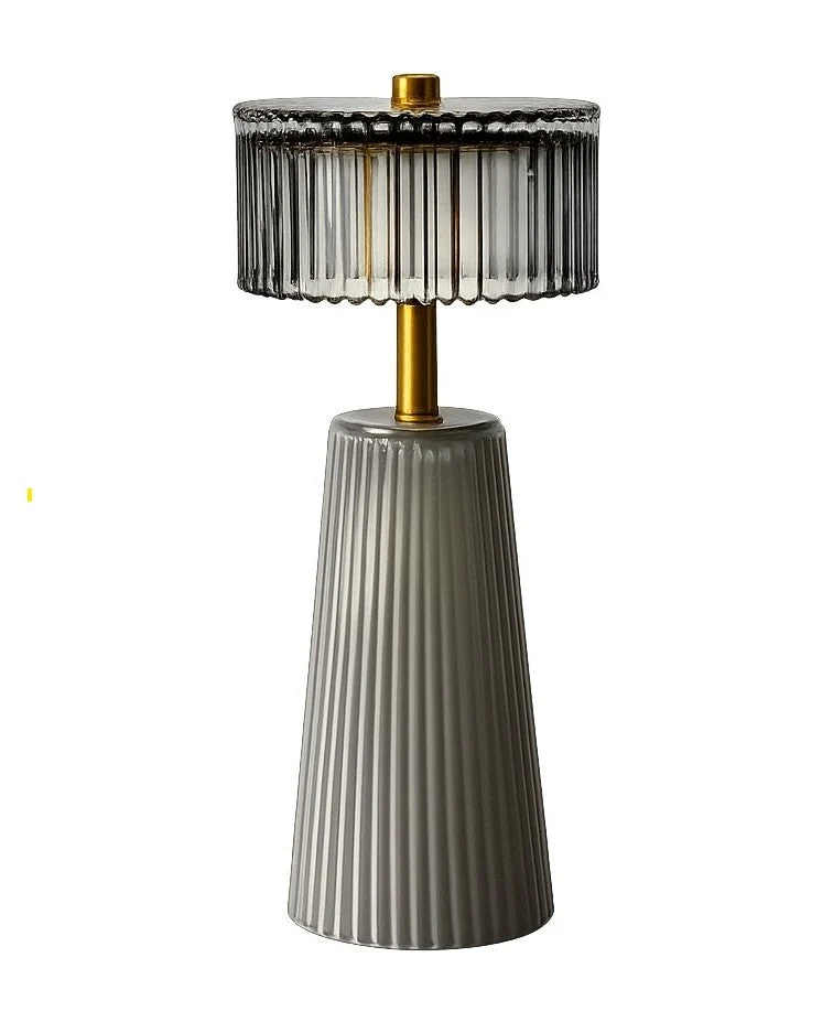 Ledlamp Nola L taupe glas 11x11x23cm