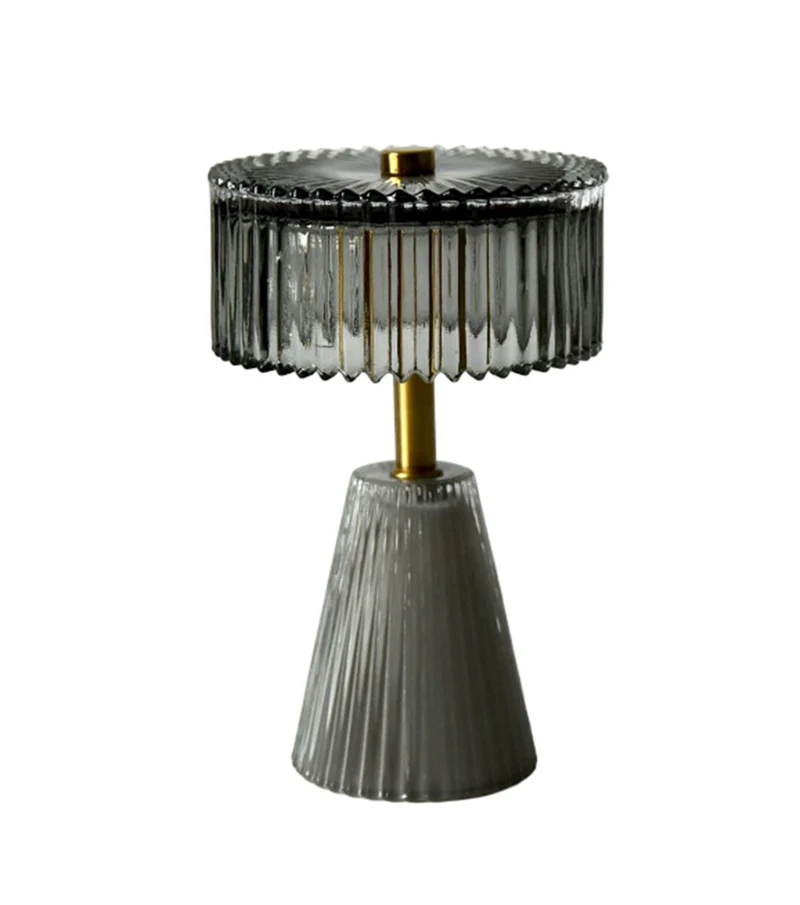 Ledlamp Nola S taupe glas 11x11x16,5cm
