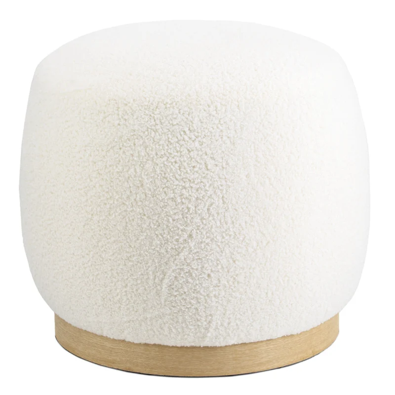 Poef Jennifer in stof Teddy naturel 44,5x44,5x40cm