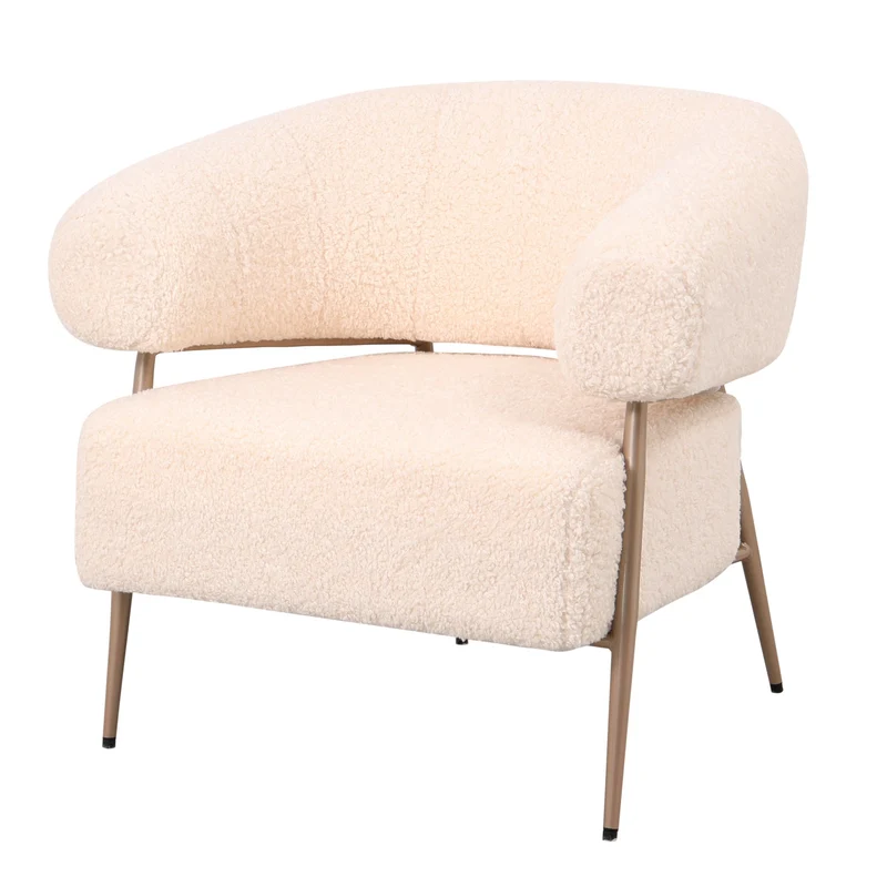 Fauteuil Zola in stof plush wit 74x74x86cm