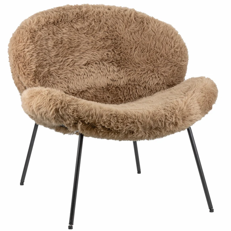 Fauteuil Lotta in stof pluche taupe 72x75x75cm