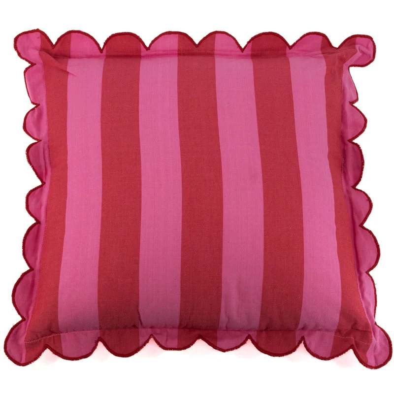 Kussen frills striped roze 45x45cm