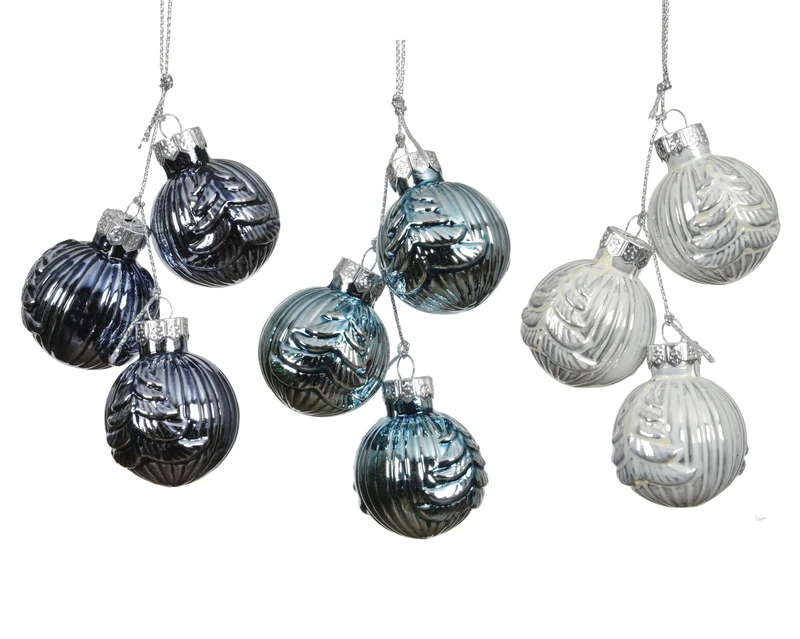 Bundel a 3 Kerstballen glas 3 assortie dia4cm x H.3.5cm