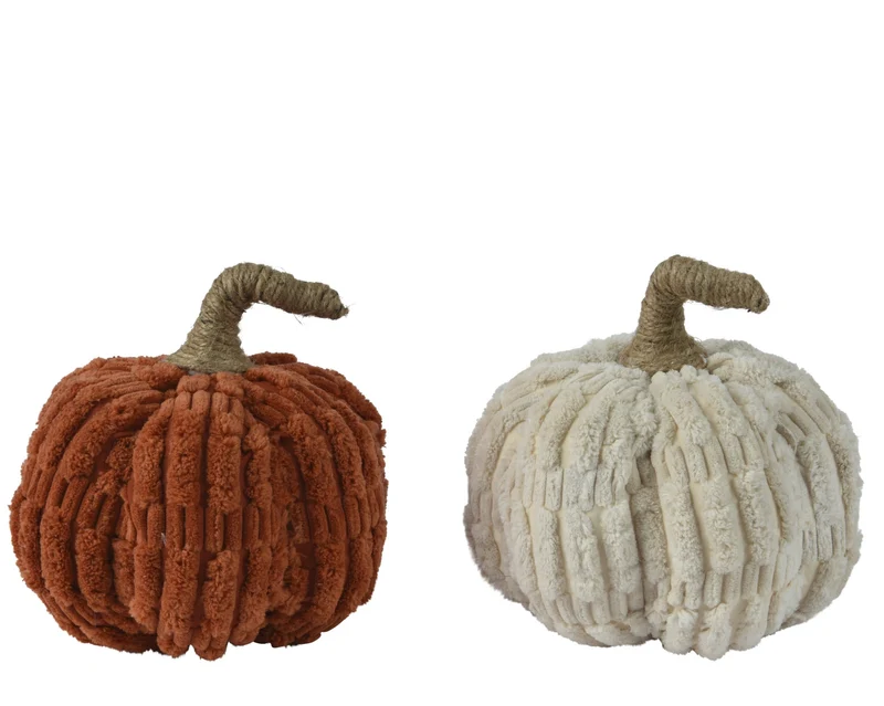 Pompoen polyester 2 assortie D13 H13cm