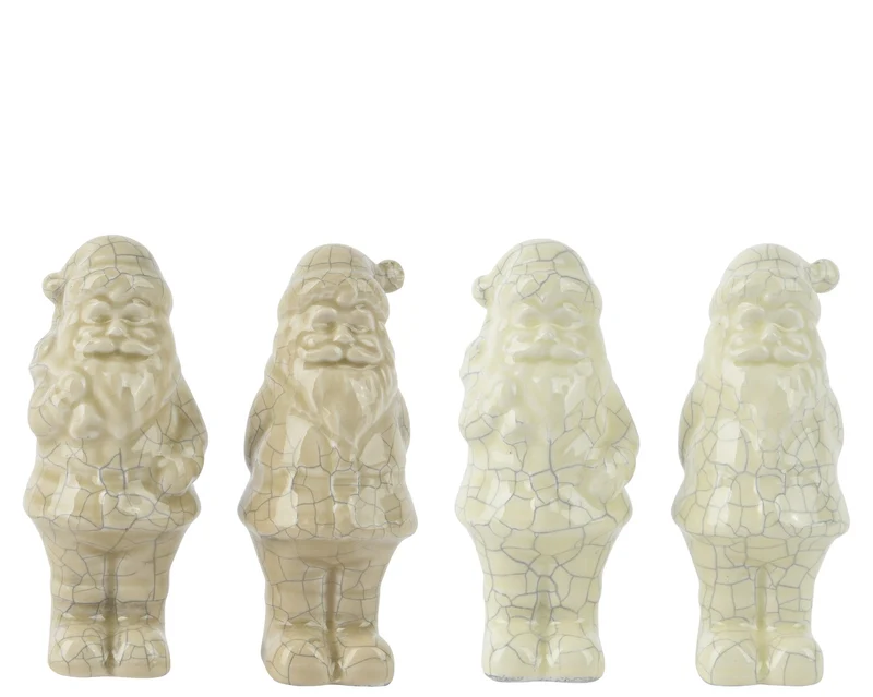 Kerstman dolomiet 4 assortie Wit/Taupe D5 H10cm