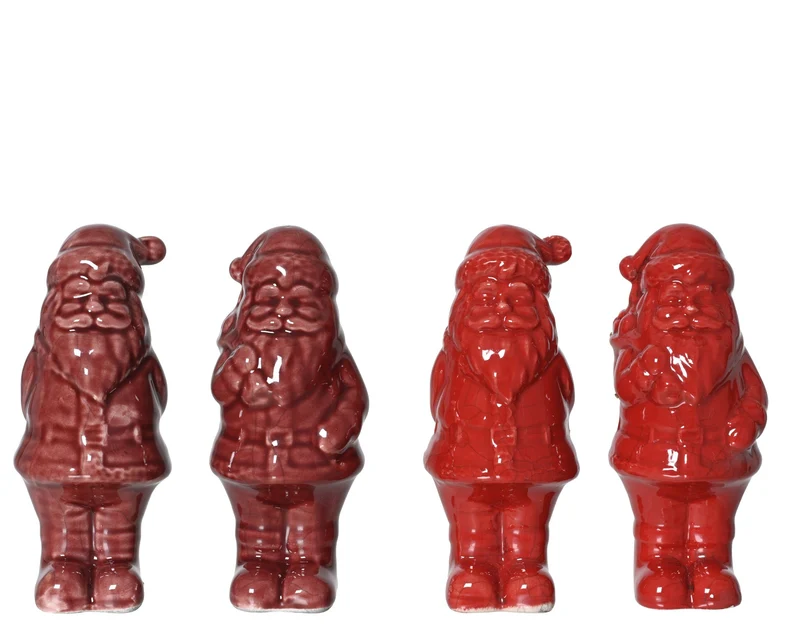 Kerstman dolomiet 4 assortie Rood D5 H10cm