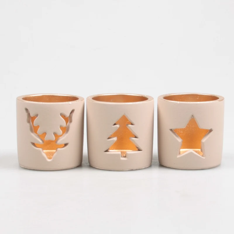 THEELICHTHOUDER 8.5X8.5X8.5 CM 3 ASSORTIE CREME