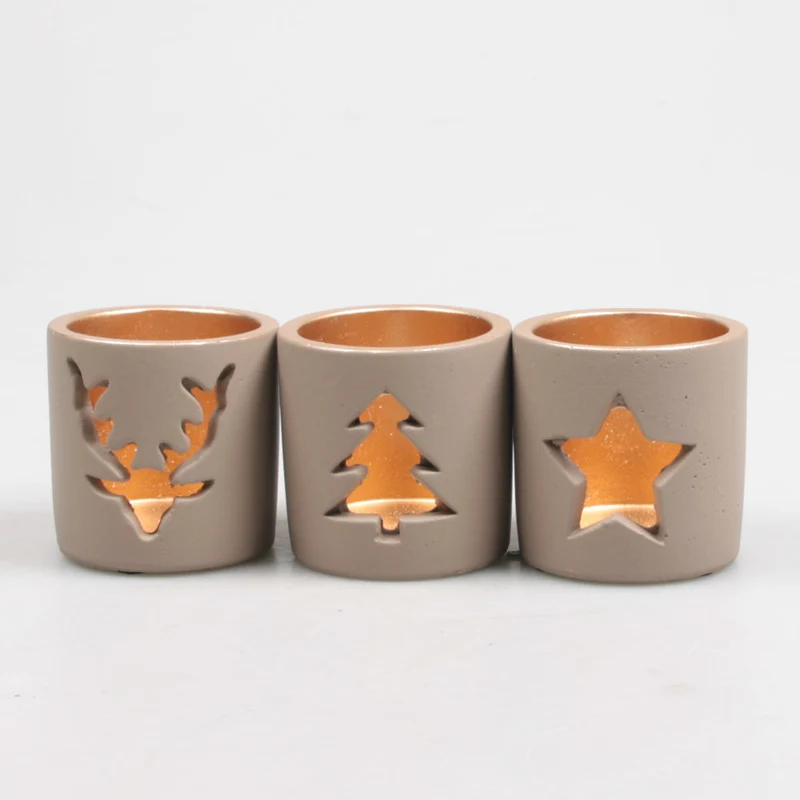 THEELICHTHOUDER 8.5X8.5X8.5 CM 3 ASSORTIE BRUIN