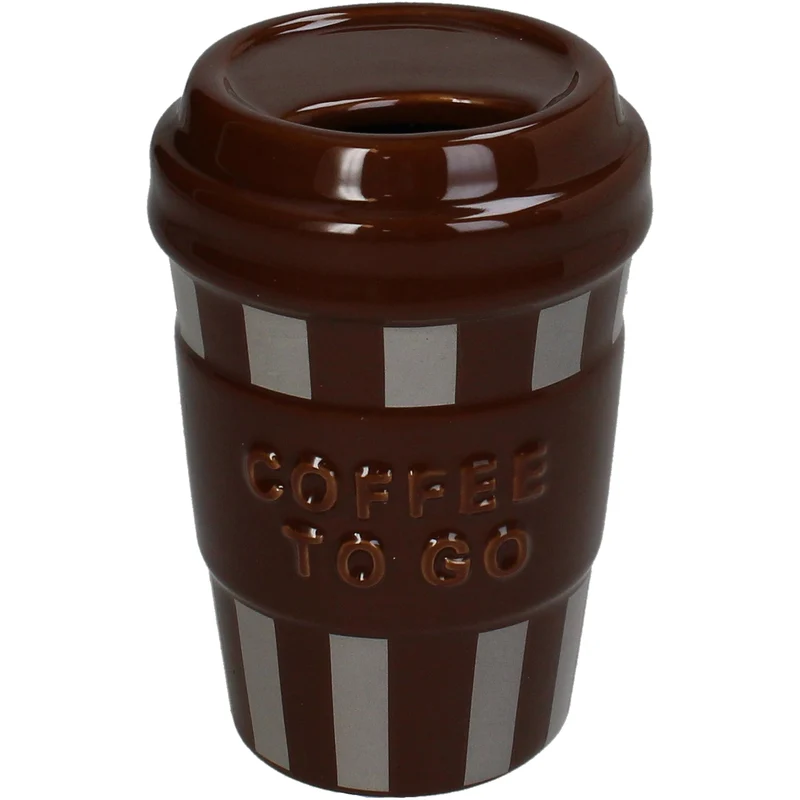 Vase Coffee To Go Fine Earthenware Brown 8.8x8.8x12.8cm