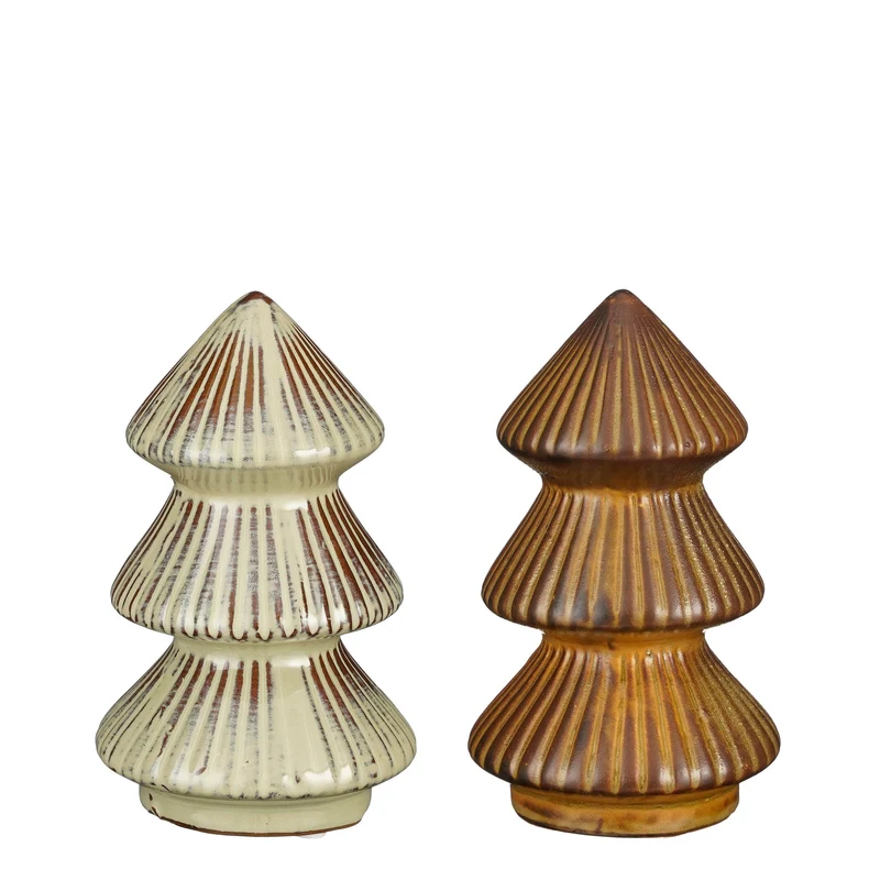 Decoratie boom d.bruin groen 2 assorti - h15,5xd9,5cm