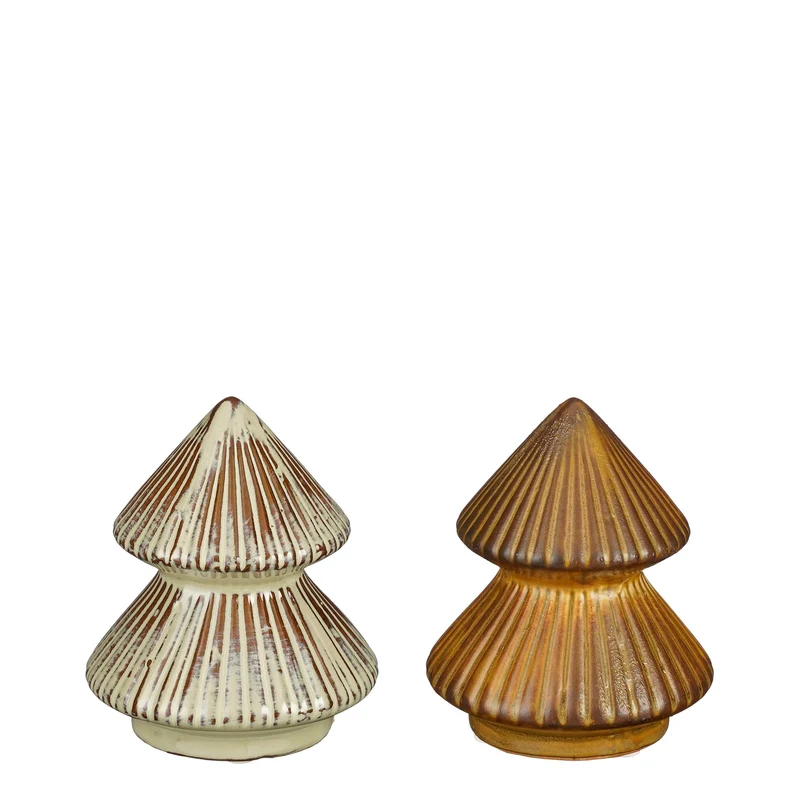 Decoratie boom d.bruin groen 2 assorti - h11,5xd9cm