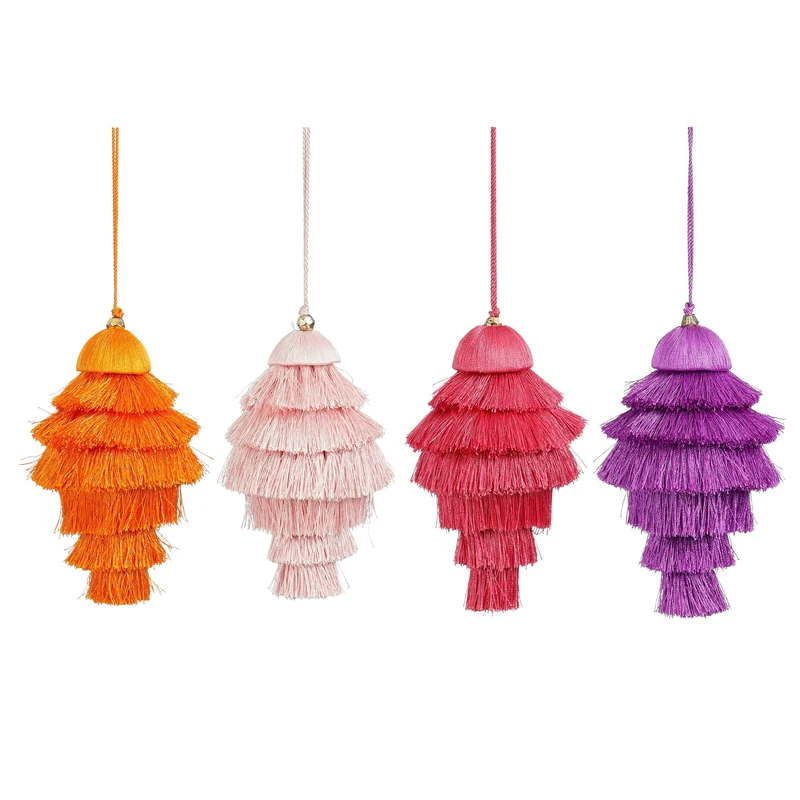 Ornament kroonluchter paars d.roze l.roze oranje 4 assorti - h15xd9cm