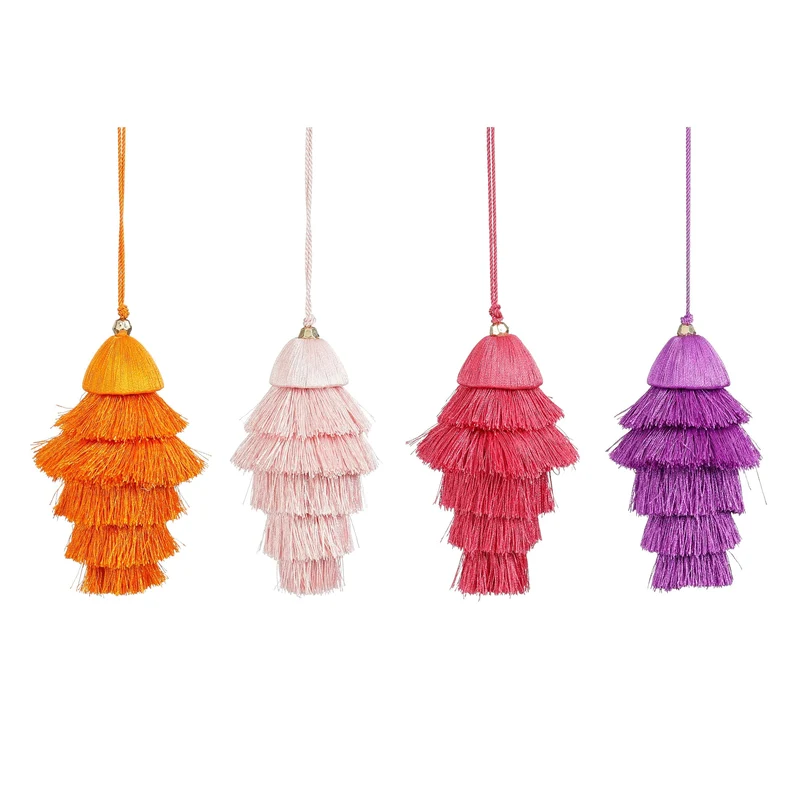 Ornament kroonluchter paars d.roze l.roze oranje 4 assorti - h12xd7cm