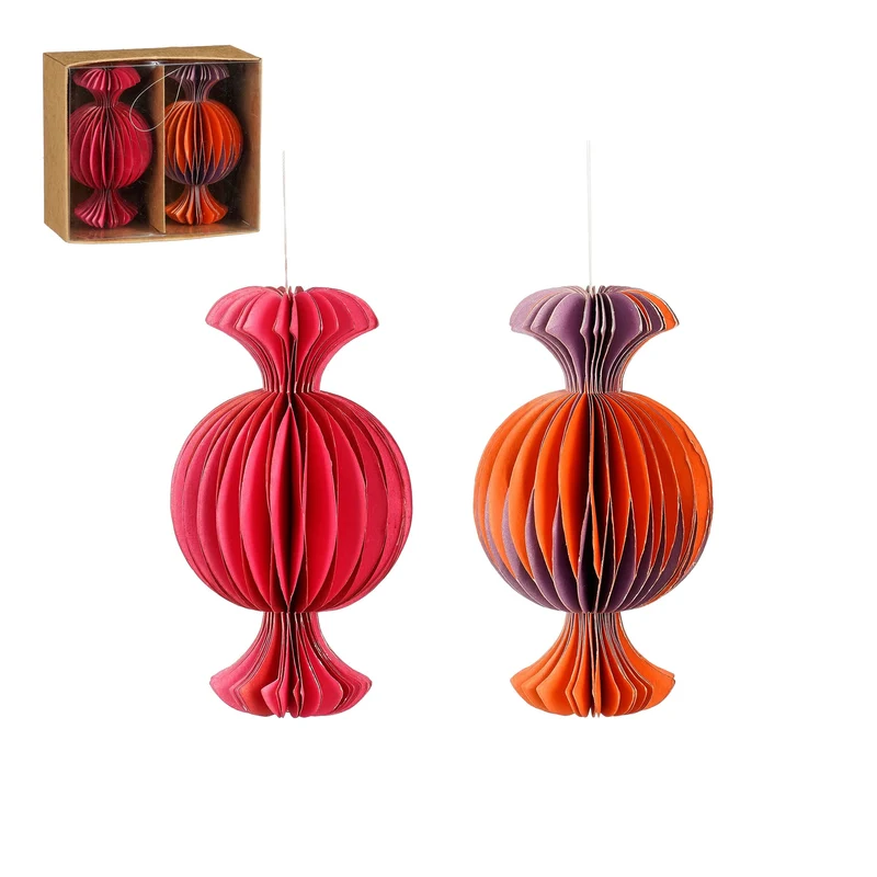Ornament snoep roze paars 2 stuks FSC Mix - h12xd6cm
