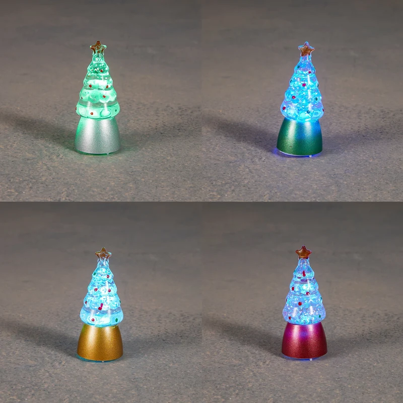 Decoratie boom groen rood goud zilver 4 assorti 24 pieces display warm white led battery operated