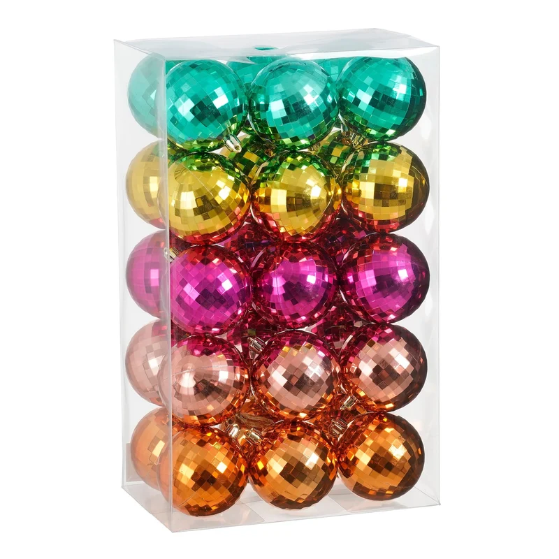 Bal onbreekbaar goud groen roze oranje fuchsia 30 stuks - d8cm
