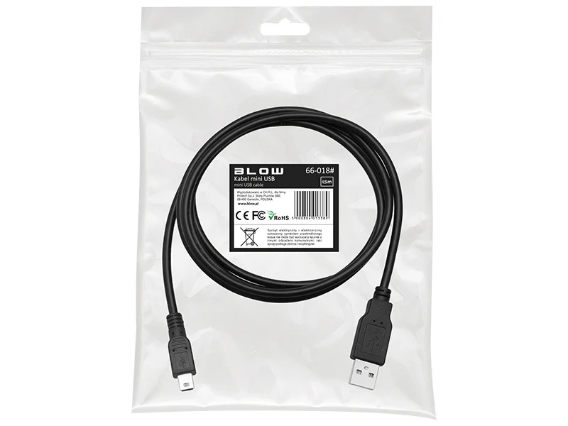 Mini USB Kabel 1,8 meter - Zwart
