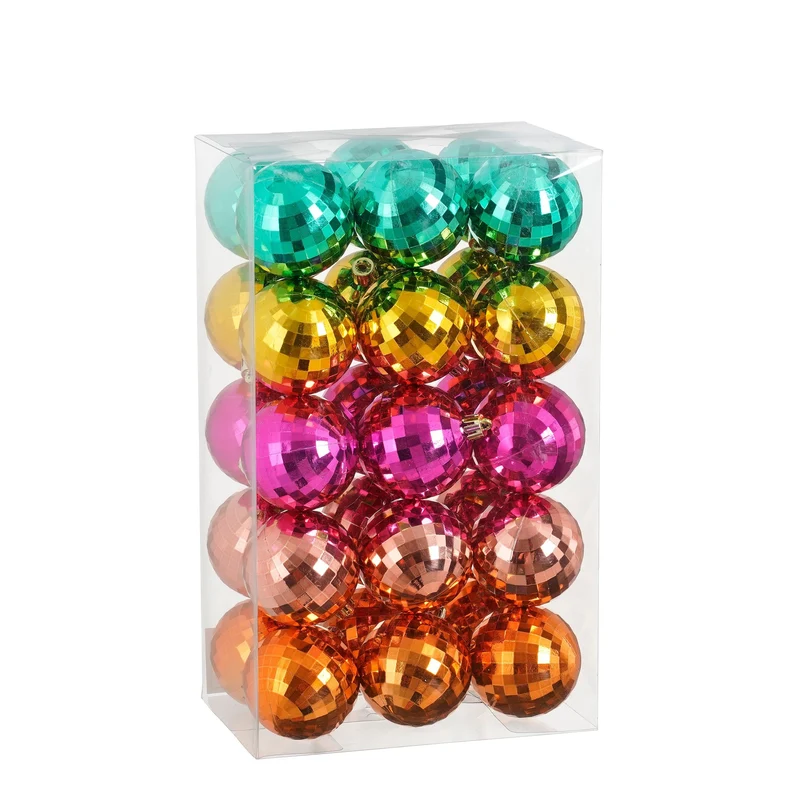 Bal onbreekbaar goud groen roze oranje fuchsia 30 stuks - d6cm