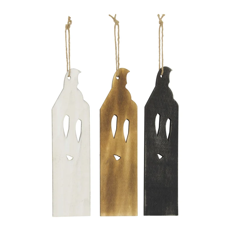 Sign ghost poplar wood with hanger 38x0.65x10cm 3 Mixed FSC 100%