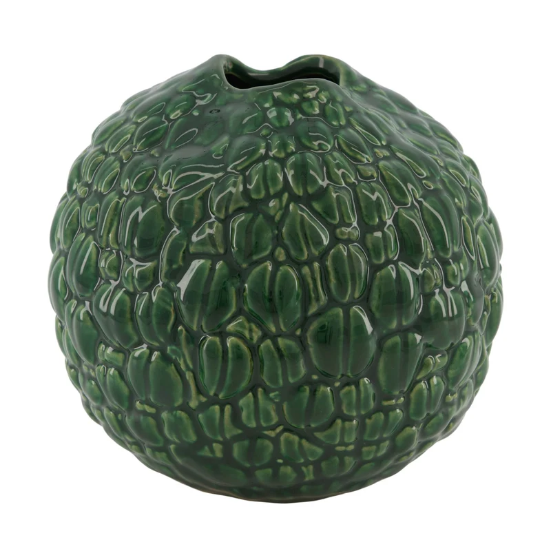 Bottle round ceramic 15x15x14cm Green