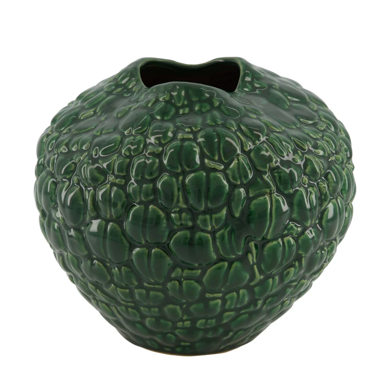 Bottle round ceramic 19x19x17cm Green