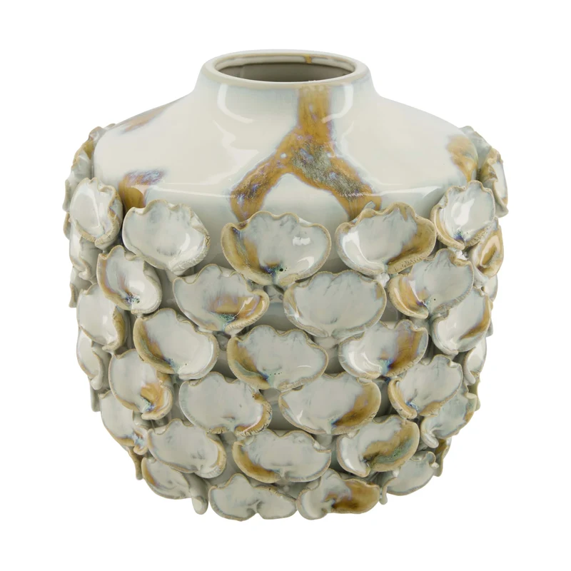 Bottle round ceramic 25.5x25.5x23.5cm White/Brown
