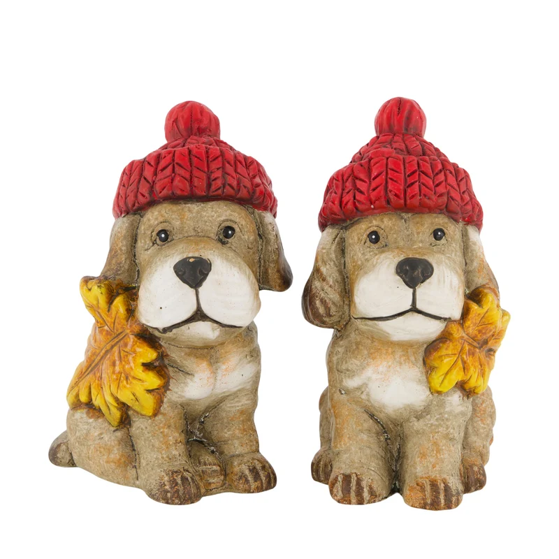 Figurine dog ceramic 5.5x8.5x11cm 2 mixed Brown