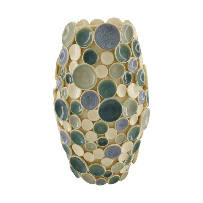 Vase ceramic 24x24x41cm White/Blue