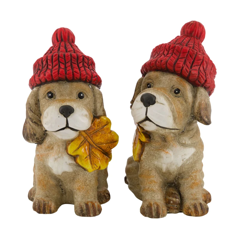 Figurine dog ceramic 11x13.5x19.5cm 2 mixed Brown