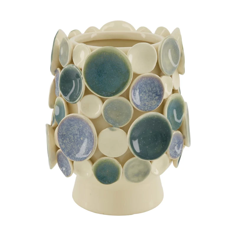 Vase ceramic 17.8x17.8x22cm White/Blue