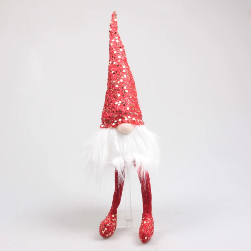 KERSTKABOUTER MET PAILLETJES BUNGELBEENTJES 16X12X56 CM ROOD