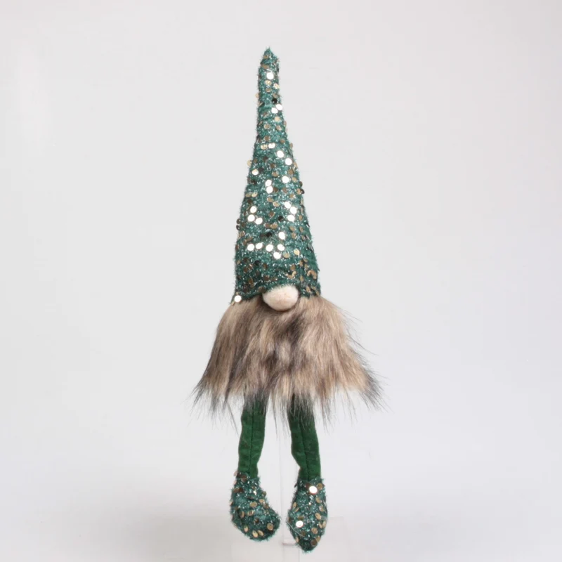 KERSTKABOUTER MET PAILLETJES BUNGELBEENTJES 16X12X56 CM GROEN