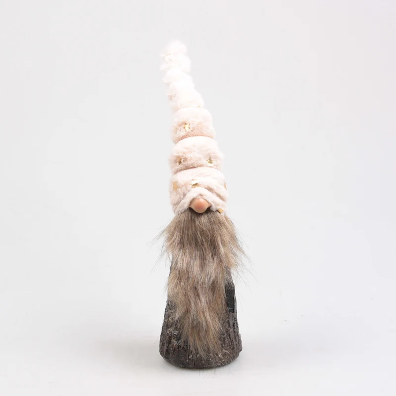 KERSTKABOUTER BOOM TOBY M/LED 9X9X39 CM BEIGE
